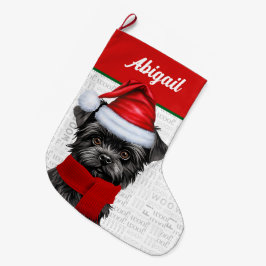 Kerst Affenpinscher Hond Naam Woof Achtergrond Grote Kerstsok