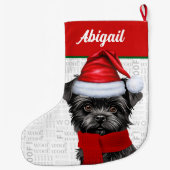 Kerst Affenpinscher Hond Naam Woof Achtergrond Grote Kerstsok (Achterkant)