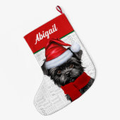 Kerst Affenpinscher Hond Naam Woof Achtergrond Grote Kerstsok (Achterkant (Hangend))