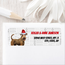Kerst Airedale Terrier Hond Vakantieadres Etiket