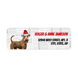 Kerst Airedale Terrier Hond Vakantieadres Etiket