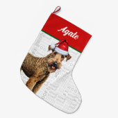 Kerst Airedale Terrier Naam Woof Achtergrond Grote Kerstsok (Voorkant (Hangend))