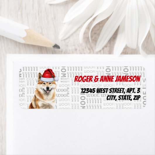 Kerst Akita Hond Vakantieadres Etiket (Insitu)