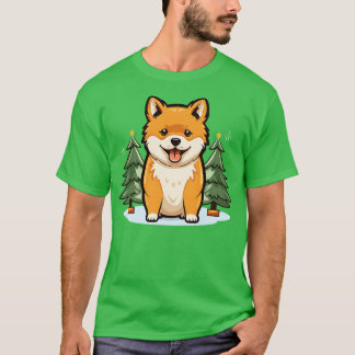 Kerst Akita Inu Schattige Puppy Hondenliefhebber T-shirt