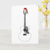 Kerst Akoestische gitaarkunst Funny Festive Music Kaart (Gele Bloem)