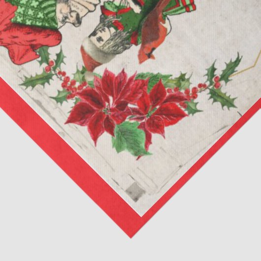 Kerst Alice in Wonderland Red Poinsettia Tissuepapier (Detail)
