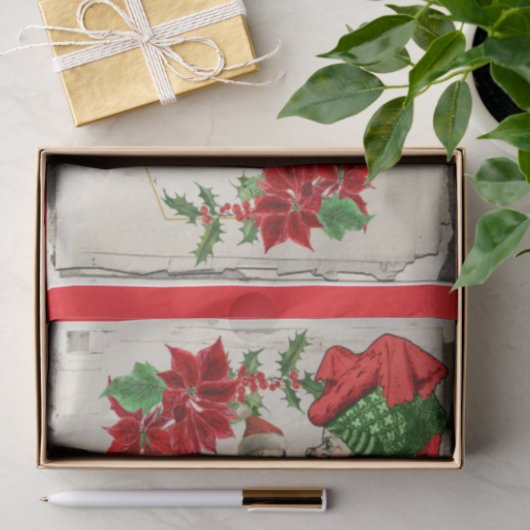Kerst Alice in Wonderland Red Poinsettia Tissuepapier (Geschenk)