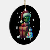 Kerst Alien Santa Science Fictie Ruimte Buiten Keramisch Ornament (Rechts)