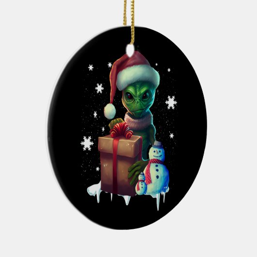 Kerst Alien Santa Science Fictie Ruimte Buiten Keramisch Ornament (Rechts)