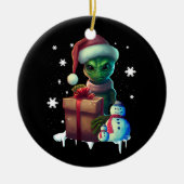 Kerst Alien Santa Science Fictie Ruimte Buiten Keramisch Ornament (Voorkant)