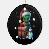 Kerst Alien Santa Science Fictie Ruimte Buiten Keramisch Ornament (Links)
