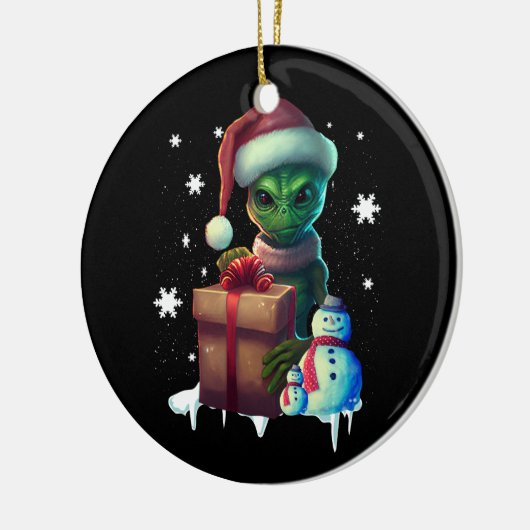 Kerst Alien Santa Science Fictie Ruimte Buiten Keramisch Ornament (Links)