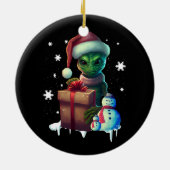 Kerst Alien Santa Science Fictie Ruimte Buiten Keramisch Ornament (Achterkant)