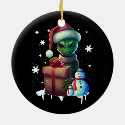 Kerst Alien Santa Science Fictie Ruimte Buiten Keramisch Ornament (Achterkant)