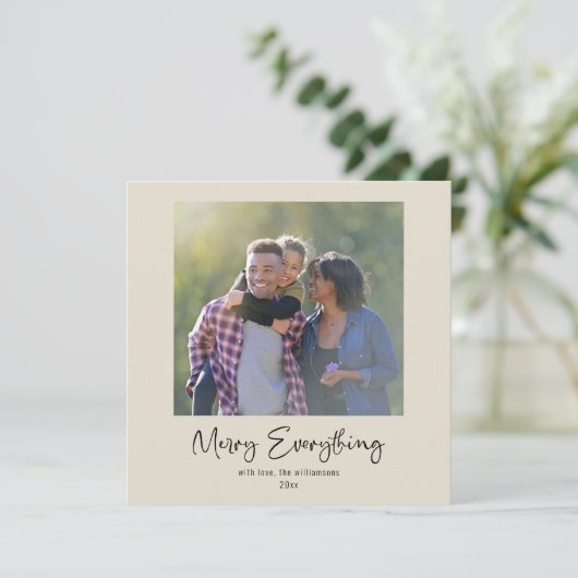 Kerst Alles Calligrafie Op Maat Gemaakte Foto Rood Feestdagenkaart (Staand voorkant)