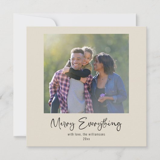 Kerst Alles Calligrafie Op Maat Gemaakte Foto Rood Feestdagenkaart (Voorkant)