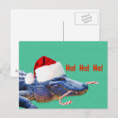 Kerst, alligator met kerstmuts feestdagenkaart (Voorkant / Achterkant)