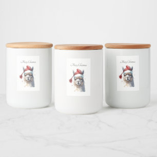 Kerst Alpaca, aanpasbaar Voedselcontainer Etiket