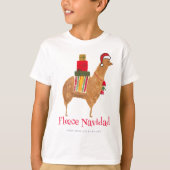 Kerst Alpaca Fleece Navidad Hand-geïllustreerd T-shirt (Voorkant)