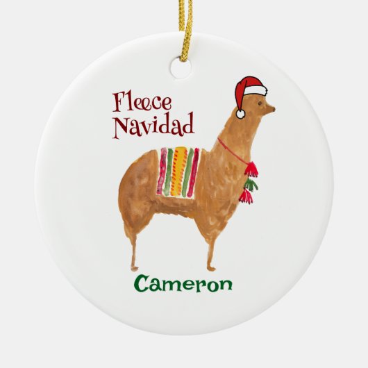 Kerst Alpaca Fleece Navidad Schattigee Keepsake Keramisch Ornament (Voorkant)