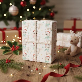 Kerst Alpaca Schattig Vakantie Lama Winter  Cadeaupapier