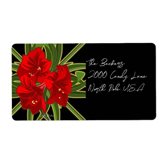 Kerst Amaryllis Tuin Levendig Etiket (Voorkant)
