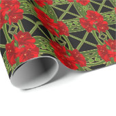 Kerst Amaryllis Tuin Rood & Zwart Levendig Cadeaupapier (Rol Hoek)