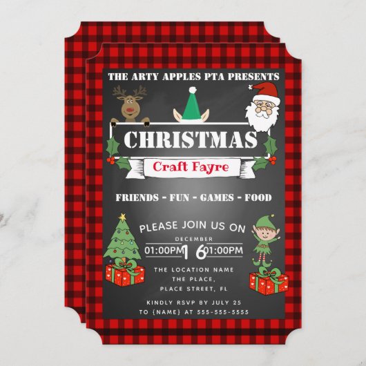 Kerst ambachtelijke beurs feest inzamelingsactie e kaart (Voorkant / Achterkant)