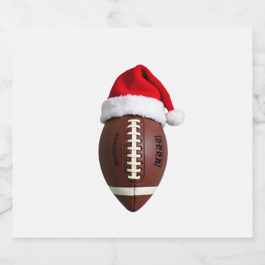 Kerst American Football Bal Sinterklaas Hoed (2) Sparkling Wijnetiket (Enkel label)