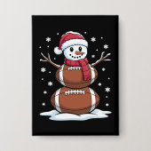 Kerst Amerikaans Football Sneeuwman Xmas Sport Button (Voorkant)
