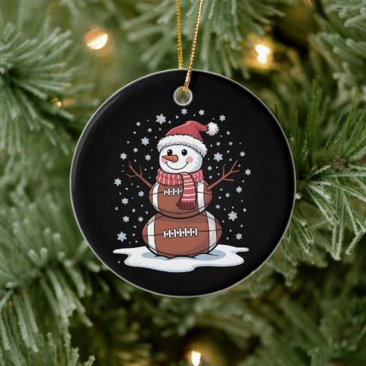 Kerst Amerikaans Football Sneeuwman Xmas Sport Keramisch Ornament (Boom)