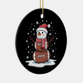 Kerst Amerikaans Football Sneeuwman Xmas Sport Keramisch Ornament (Rechts)
