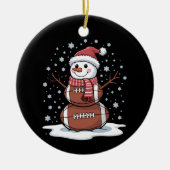 Kerst Amerikaans Football Sneeuwman Xmas Sport Keramisch Ornament (Voorkant)