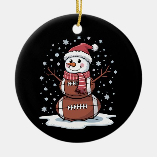 Kerst Amerikaans Football Sneeuwman Xmas Sport Keramisch Ornament (Voorkant)