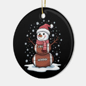 Kerst Amerikaans Football Sneeuwman Xmas Sport Keramisch Ornament (Links)