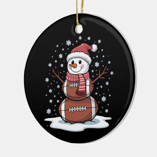 Kerst Amerikaans Football Sneeuwman Xmas Sport Keramisch Ornament (Links)