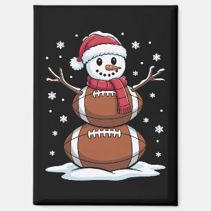 Kerst Amerikaans Football Sneeuwman Xmas Sport Magneet