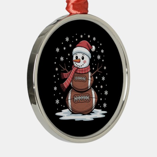Kerst Amerikaans Football Sneeuwman Xmas Sport Metalen Ornament (Rechts)
