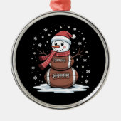 Kerst Amerikaans Football Sneeuwman Xmas Sport Metalen Ornament (Voorkant)