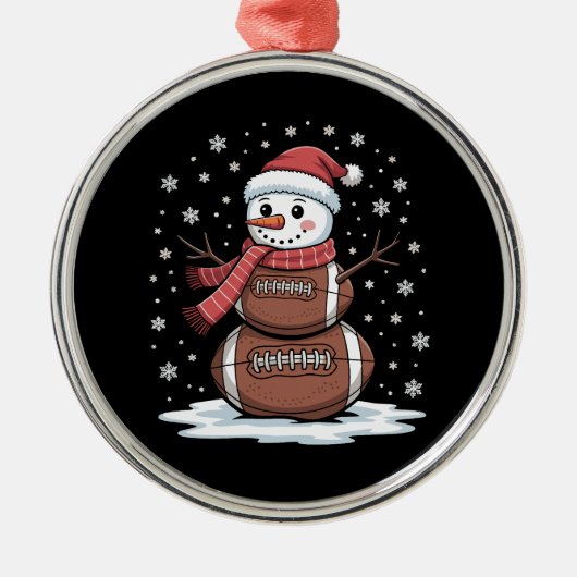 Kerst Amerikaans Football Sneeuwman Xmas Sport Metalen Ornament (Voorkant)