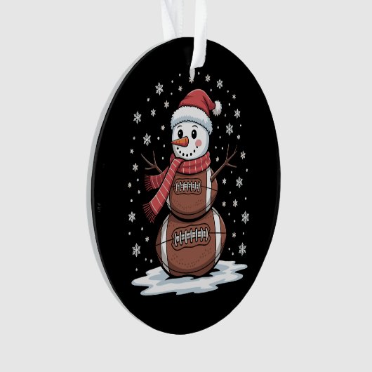 Kerst Amerikaans Football Sneeuwman Xmas Sport Ornament (voorkant)