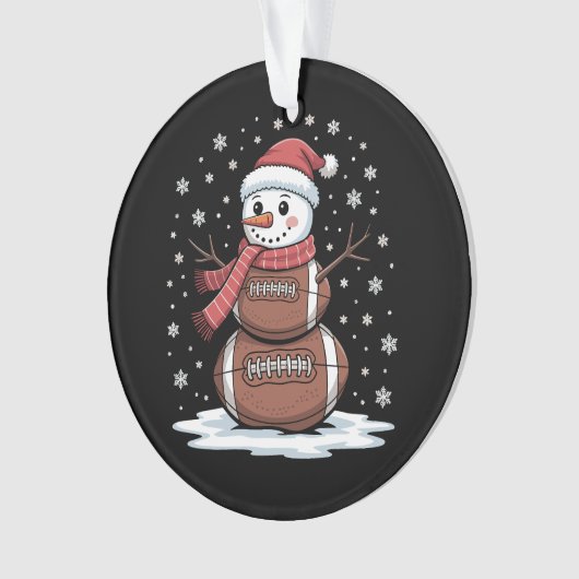 Kerst Amerikaans Football Sneeuwman Xmas Sport Ornament (voorkant)