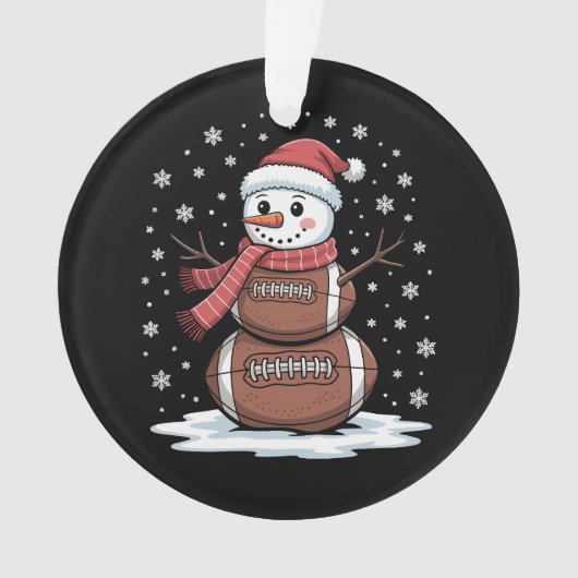 Kerst Amerikaans Football Sneeuwman Xmas Sport Ornament (voorkant)