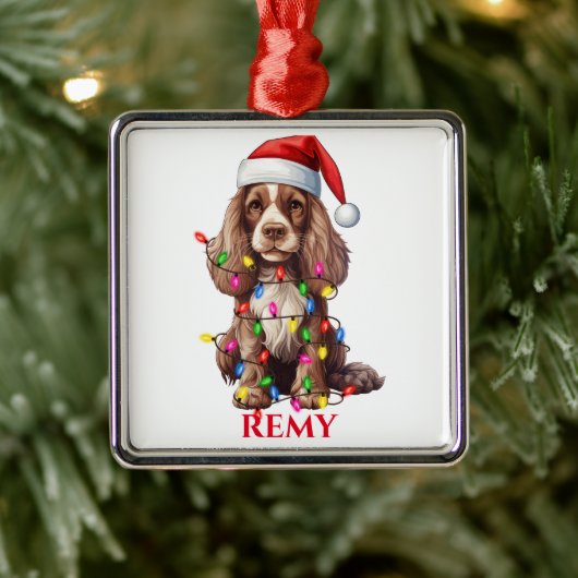 KERST AMERIKAANSE COCKER SPANIEL HOND METALEN ORNAMENT (Boom)