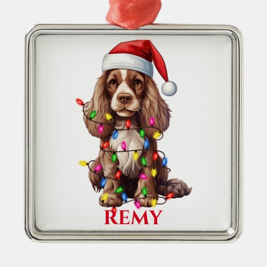 KERST AMERIKAANSE COCKER SPANIEL HOND METALEN ORNAMENT (Voorkant)