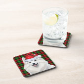 Kerst Amerikaanse Eskimo Dog Plaid Vakantie Bier Onderzetter (Rechterzijde)