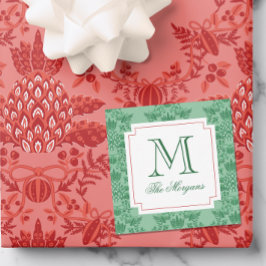 Kerst Ananas Ornamenten Monogram Behuizing Notitiekaartje