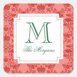 Kerst Ananas Ornamenten Monogram Cadeau Vierkante Sticker