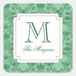 Kerst Ananas Ornamenten Monogram Cadeau Vierkante Sticker
