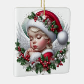 Kerst Angel en Holly Keramisch Ornament (Rechts)